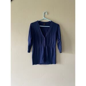 Navy Blue Button Up Ann Taylor 3/4 Sleeve Cardigan- size small